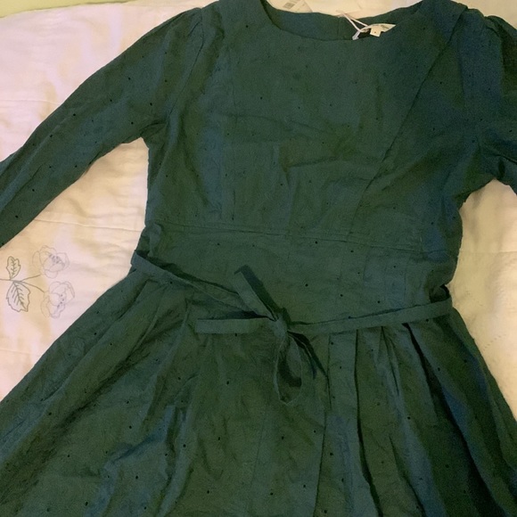 Simple Retro green Loraine dress, midi, long sleeve, eyelet, cottagecore, NWT - Picture 7 of 9